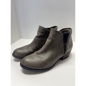 Miz Mooz Barrett Grey Leather Micro Stud Ankle Boots Women 39 8.5 Booties